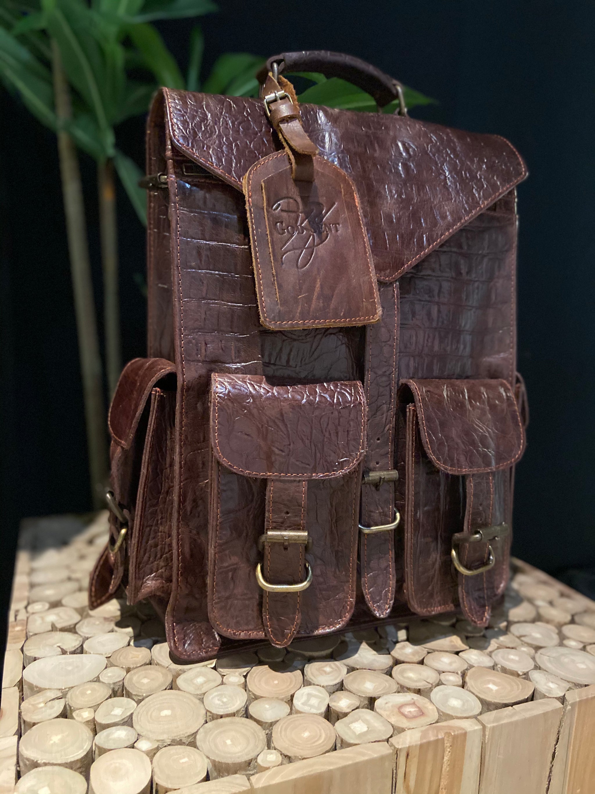 Handmade Ostrich Print Handbag Shoulder Bag Backpack Rucksack